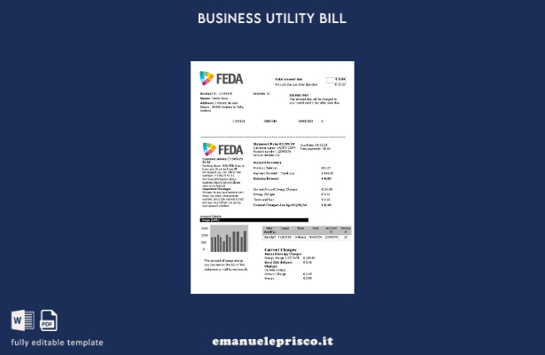 stile verificato Modello di bolletta delle utenze aziendali di Andorra Electric 